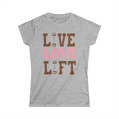 Live Love Lift Women's Fitness Tee — Weightlifting Barbell Gym Shirt
