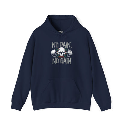 No Pain No Gain Skull Hoodie — Weightlifting Gym Sweatshirt