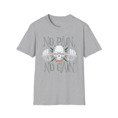 No Pain No Gain Skull Fitness T-Shirt