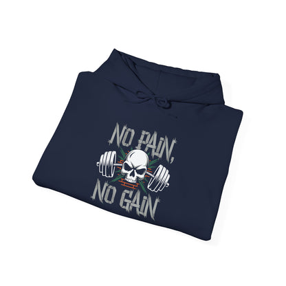 No Pain No Gain Skull Hoodie — Weightlifting Gym Sweatshirt
