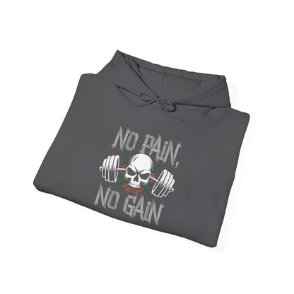 No Pain No Gain Skull Hoodie — Weightlifting Gym Sweatshirt