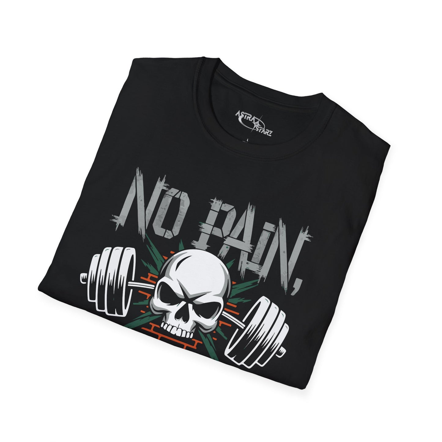 No Pain No Gain Skull Fitness T-Shirt