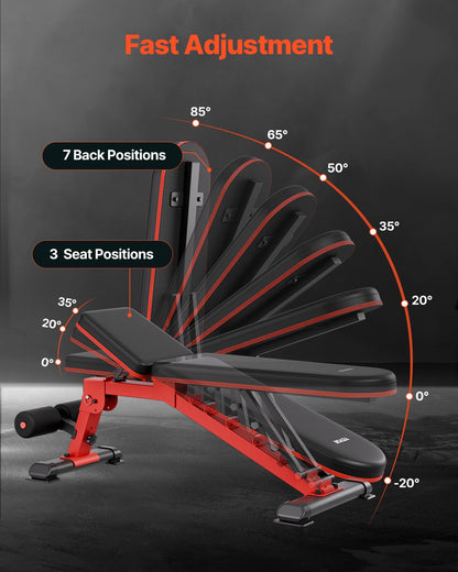 Weight Bench, 1200lbs Heavy Duty Stable Weight Bench Press For Full Body Workout, Adjustable Exercise Sit Up Bench For Home Gym Strength Training, Flat Bench With Quick Folding & Fast Adjustment