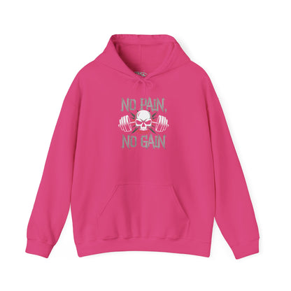 No Pain No Gain Skull Hoodie — Weightlifting Gym Sweatshirt