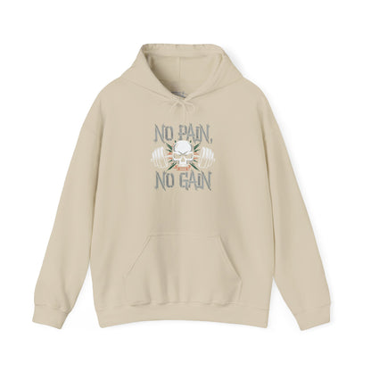 No Pain No Gain Skull Hoodie — Weightlifting Gym Sweatshirt