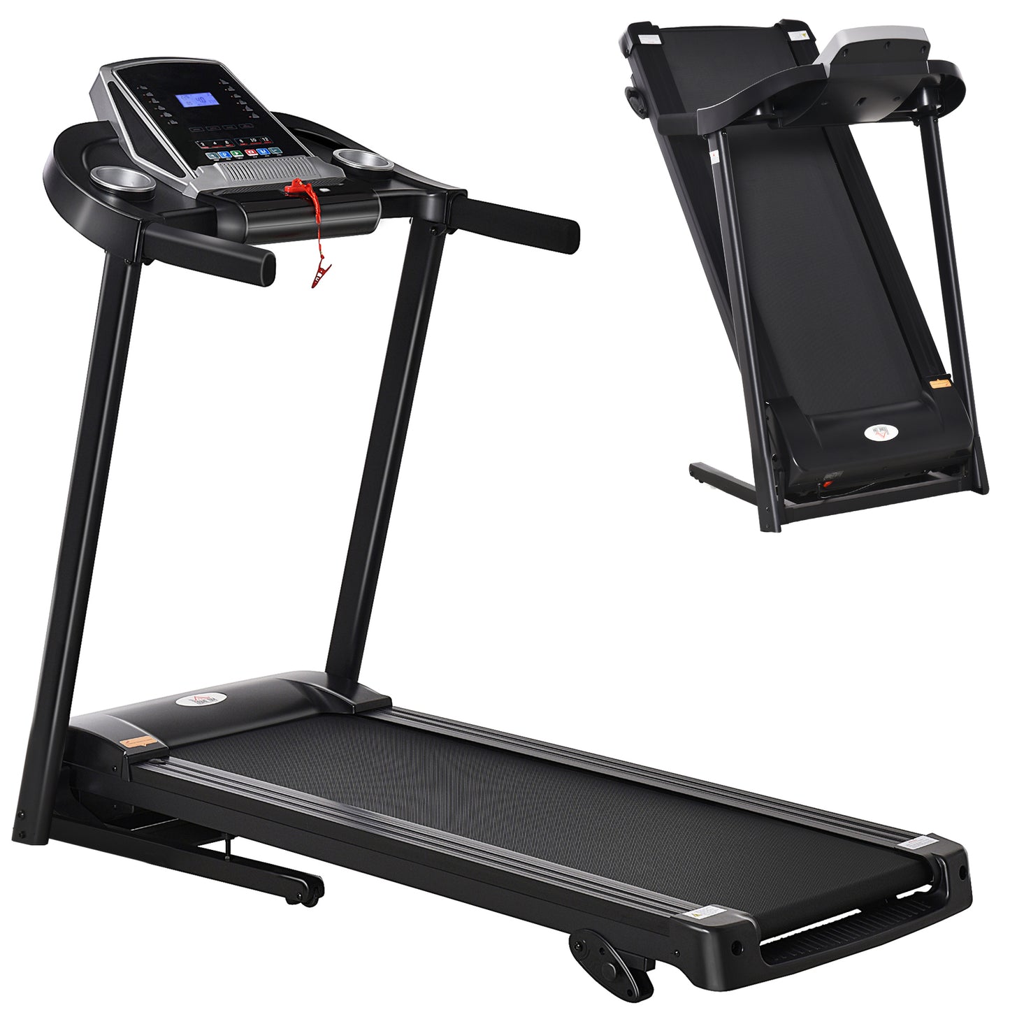 Folding Treadmill, 2.0HP Incline Treadmill Running Machine, 12.8 Km/h, With LED Display, Manual Incline, 12 Preset Programs, Drink & Phone Holder For Home Gym Fitness