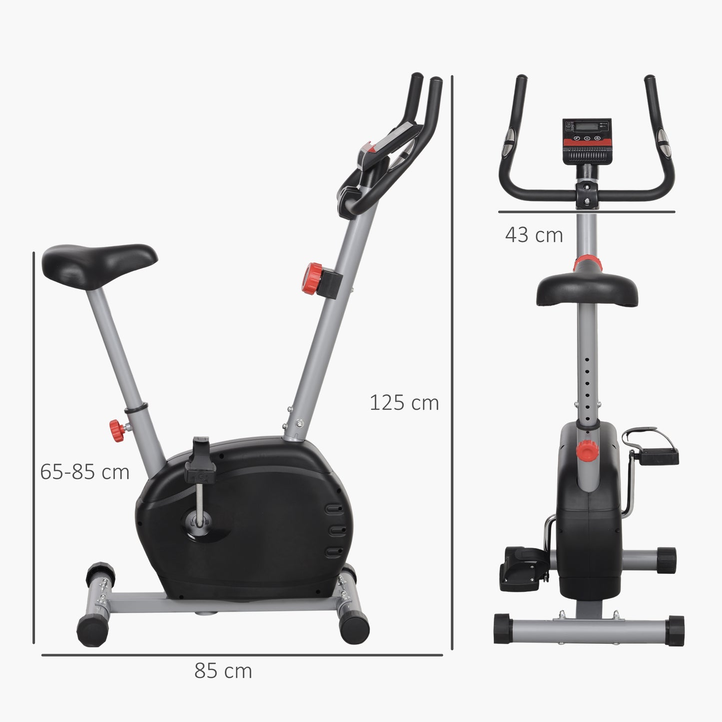SPORTNOW Quiet Exercise Bike With 8-Level Magnetic Resistance And Heart Rate Sensor, For Home Gym, Grey And Black