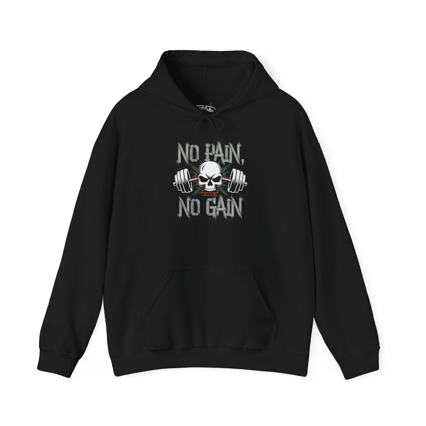 No Pain No Gain Skull Hoodie — Weightlifting Gym Sweatshirt