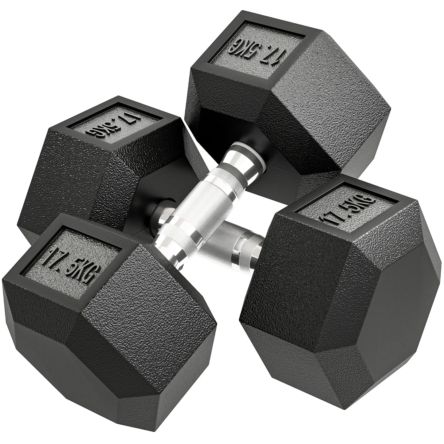 2x17.5KG Rubber Hex Dumbbell Portable Hand Weights Dumbbell Home Gym