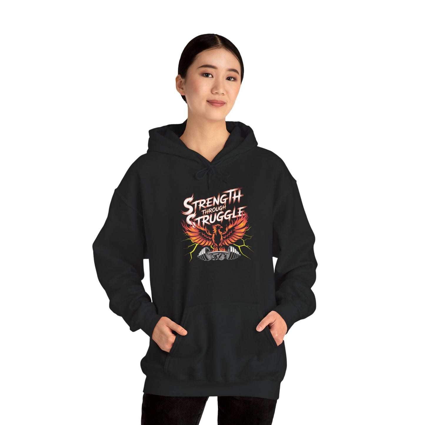 Strength Through Struggle Hoodie — Phoenix Weightlifting Motivational Sweatshirt