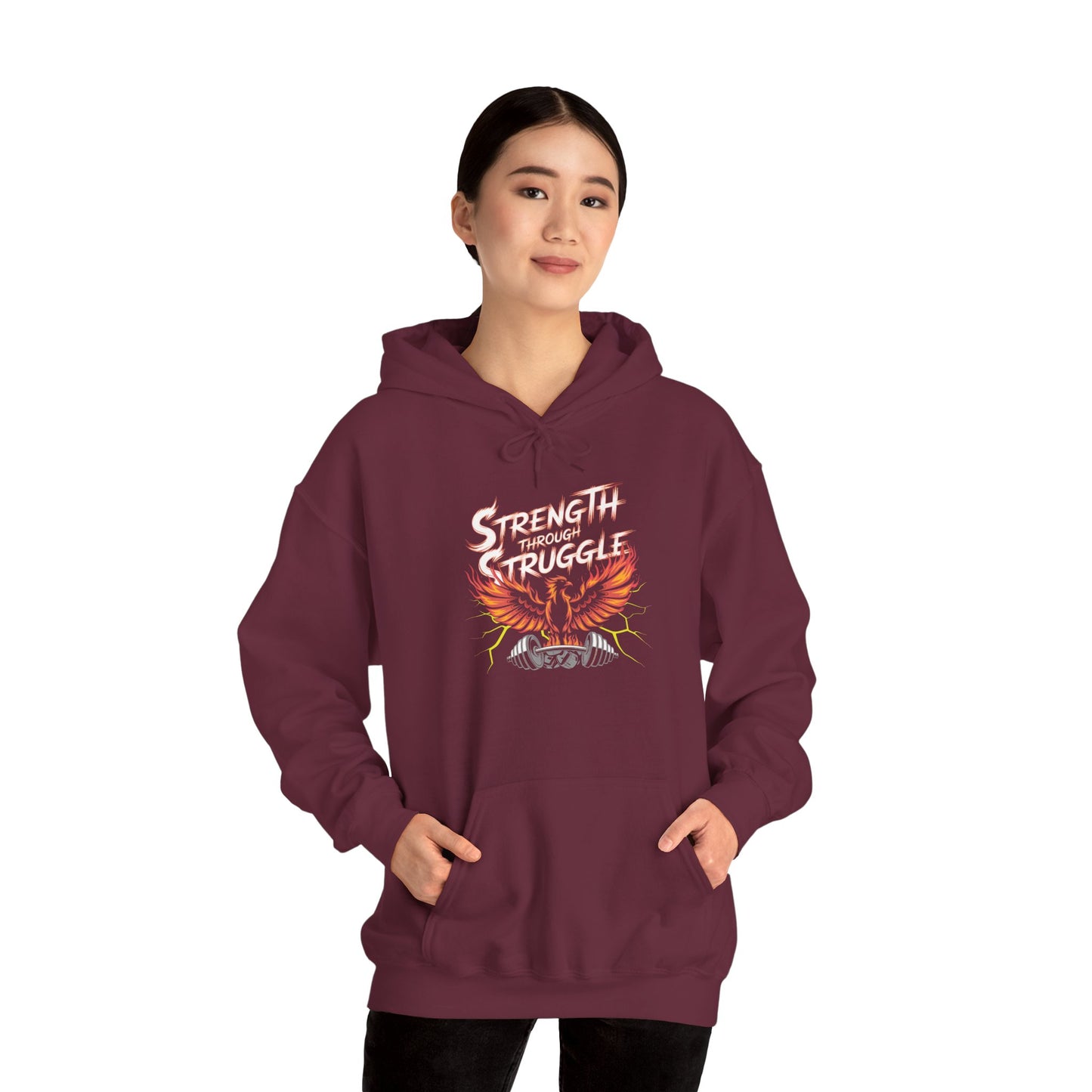 Strength Through Struggle Hoodie — Phoenix Weightlifting Motivational Sweatshirt