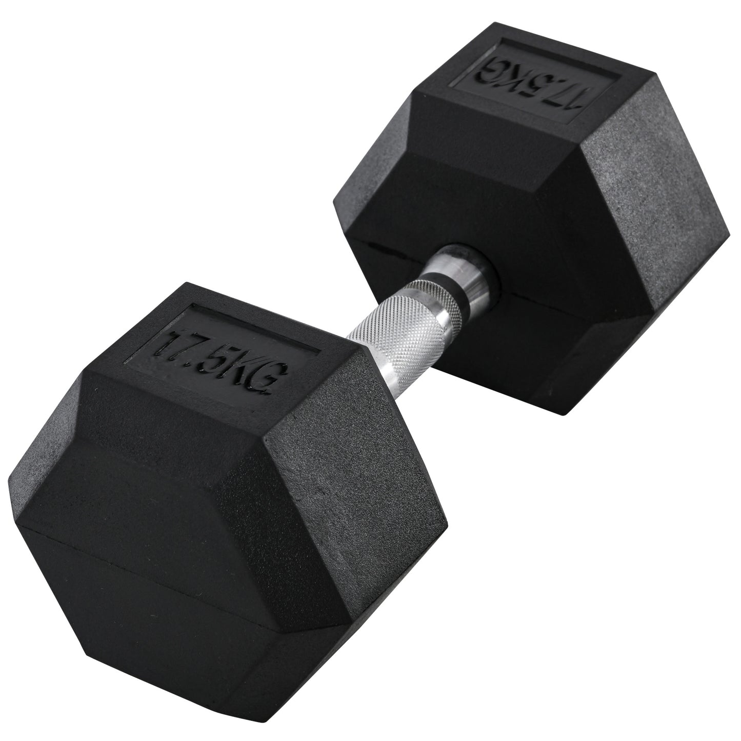 17.5KG Single Rubber Hex Dumbbell Portable Hand Weights Dumbbell Home Gym