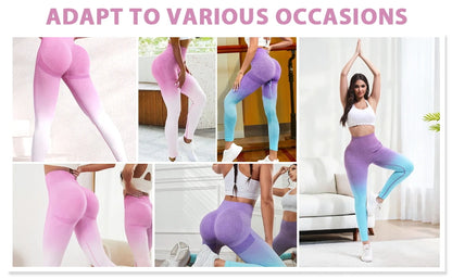 2 Pack Women's High Waisted Sexy Butt Lifting Seamless Solid Color Yoga Leggings Elastic And Breathable Fitness Sports Pants