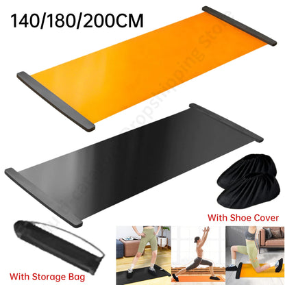 180/200CM Yoga Sliding Mat Sport Fitness Glide Pilates Skating Training Board Mat for Ice Hockey Roller Skating Leg Exercise