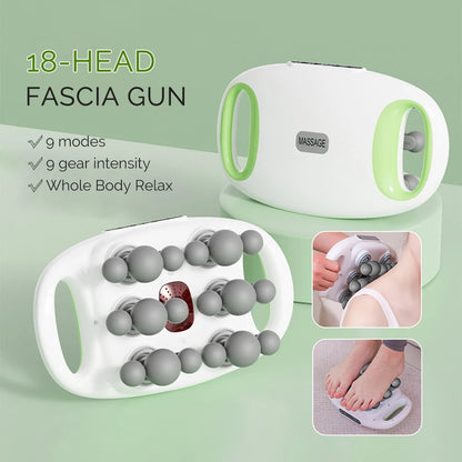18-Head Fascia Gun High Frequency Vibration Deep Tissue Muscle Stimulate Muscle Fascia Body Massager Red Light Masajeador