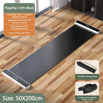 180/200CM Yoga Sliding Mat Sport Fitness Glide Pilates Skating Training Board Mat for Ice Hockey Roller Skating Leg Exercise