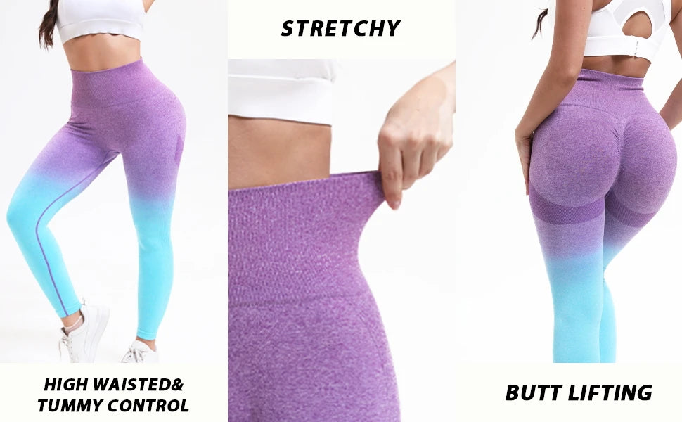 2 Pack Women's High Waisted Sexy Butt Lifting Seamless Solid Color Yoga Leggings Elastic And Breathable Fitness Sports Pants