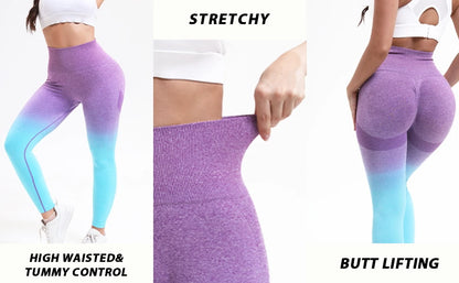 2 Pack Women's High Waisted Sexy Butt Lifting Seamless Solid Color Yoga Leggings Elastic And Breathable Fitness Sports Pants