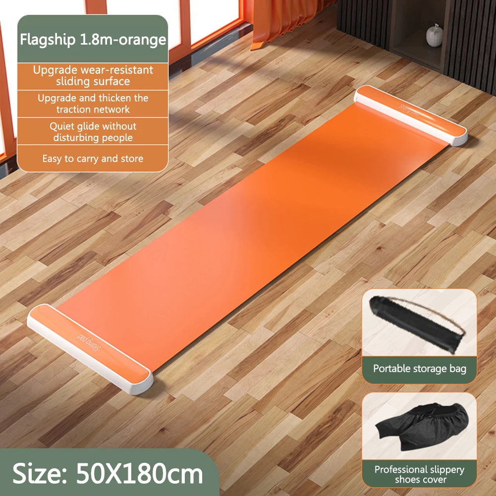 180/200CM Yoga Sliding Mat Sport Fitness Glide Pilates Skating Training Board Mat for Ice Hockey Roller Skating Leg Exercise