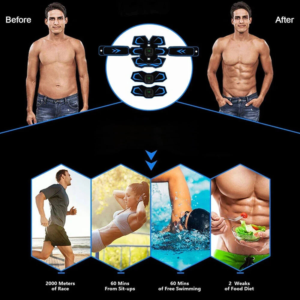 New USB Rechargeable EMS Muscle Stimulator ABS Arm 3 IN 1 Trainer Smart Wireless Fitness Abdominal Training Electric Body Slim