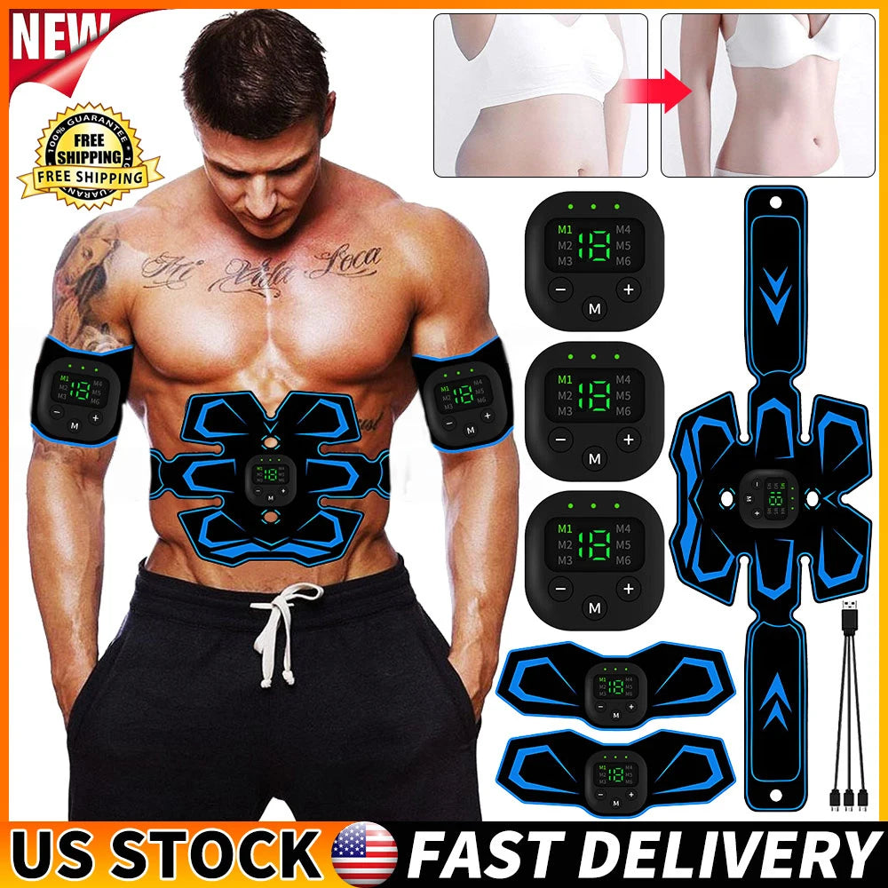 New USB Rechargeable EMS Muscle Stimulator ABS Arm 3 IN 1 Trainer Smart Wireless Fitness Abdominal Training Electric Body Slim