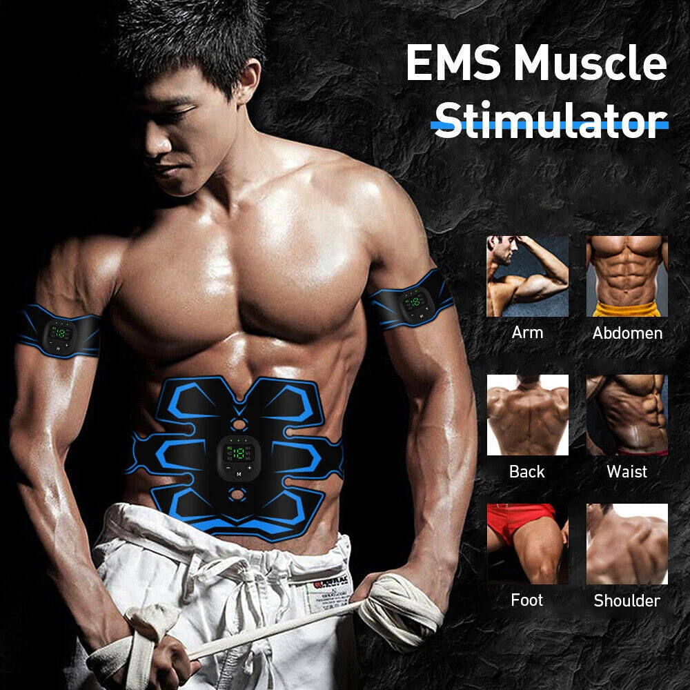 New USB Rechargeable EMS Muscle Stimulator ABS Arm 3 IN 1 Trainer Smart Wireless Fitness Abdominal Training Electric Body Slim