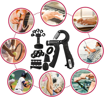 Mechanical Counting Grip Strength Trainer With Finger Exerciser For Muscle Building Hand Injury Recovery Rehabilitation Training