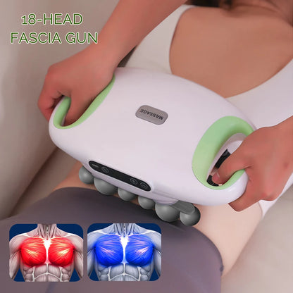 18-Head Fascia Gun High Frequency Vibration Deep Tissue Muscle Stimulate Muscle Fascia Body Massager Red Light Masajeador