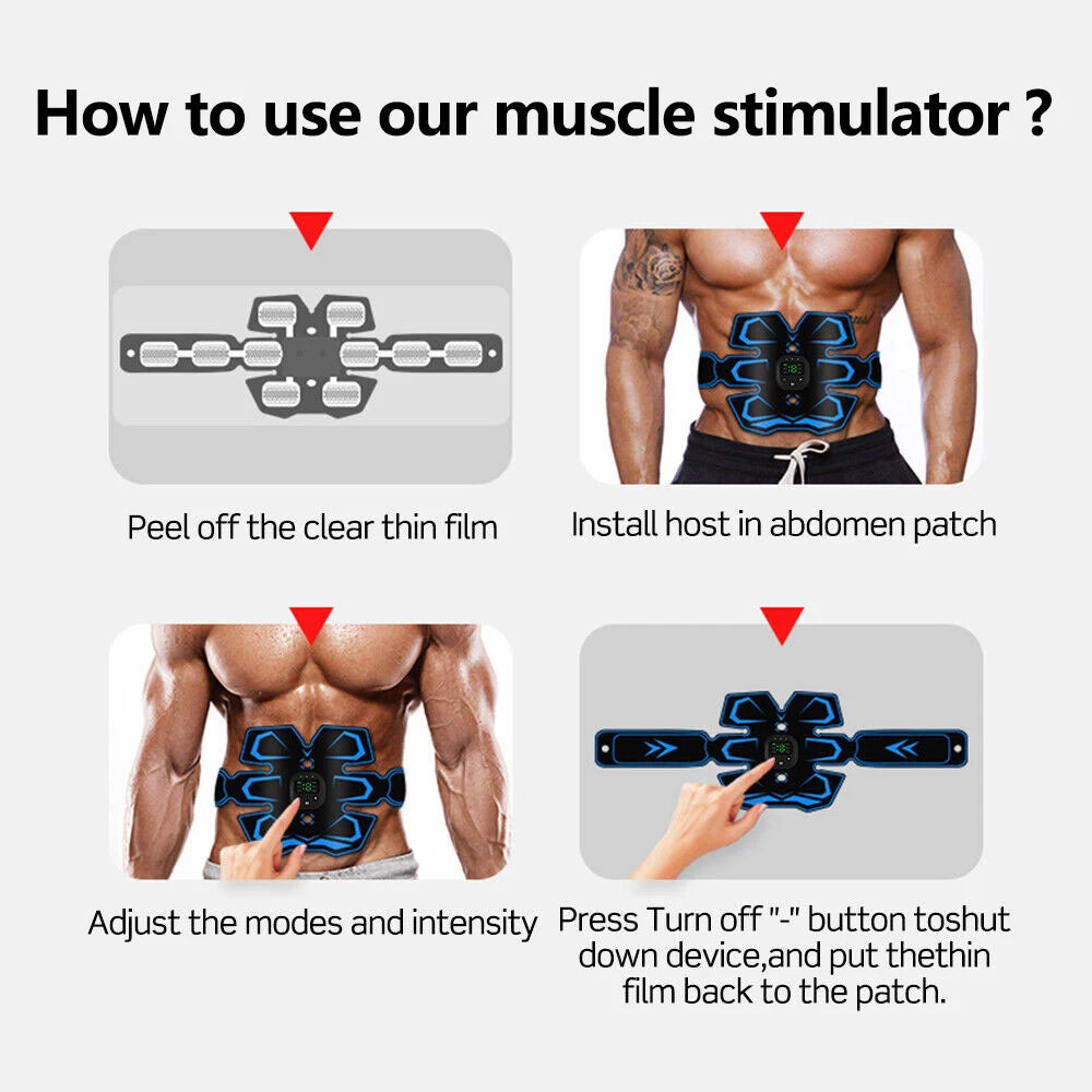 New USB Rechargeable EMS Muscle Stimulator ABS Arm 3 IN 1 Trainer Smart Wireless Fitness Abdominal Training Electric Body Slim