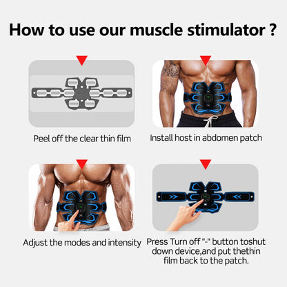 New USB Rechargeable EMS Muscle Stimulator ABS Arm 3 IN 1 Trainer Smart Wireless Fitness Abdominal Training Electric Body Slim