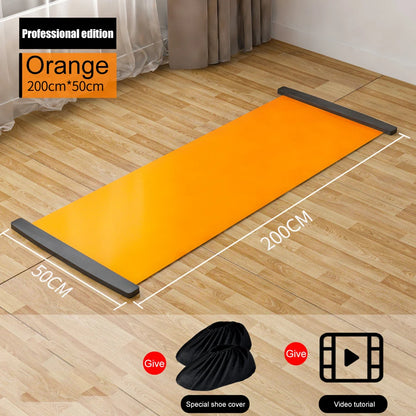 180/200CM Yoga Sliding Mat Sport Fitness Glide Pilates Skating Training Board Mat for Ice Hockey Roller Skating Leg Exercise