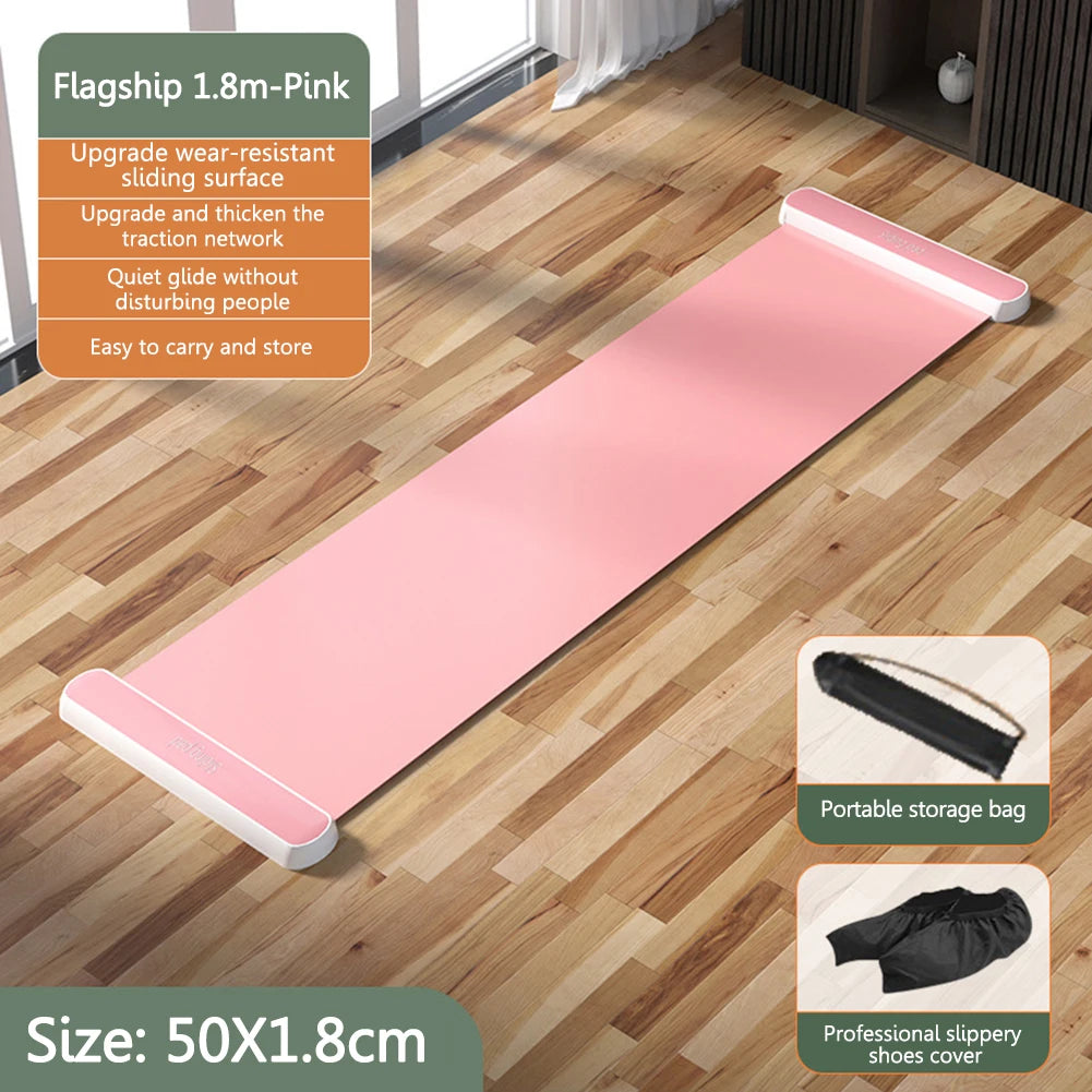 180/200CM Yoga Sliding Mat Sport Fitness Glide Pilates Skating Training Board Mat for Ice Hockey Roller Skating Leg Exercise