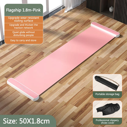 180/200CM Yoga Sliding Mat Sport Fitness Glide Pilates Skating Training Board Mat for Ice Hockey Roller Skating Leg Exercise