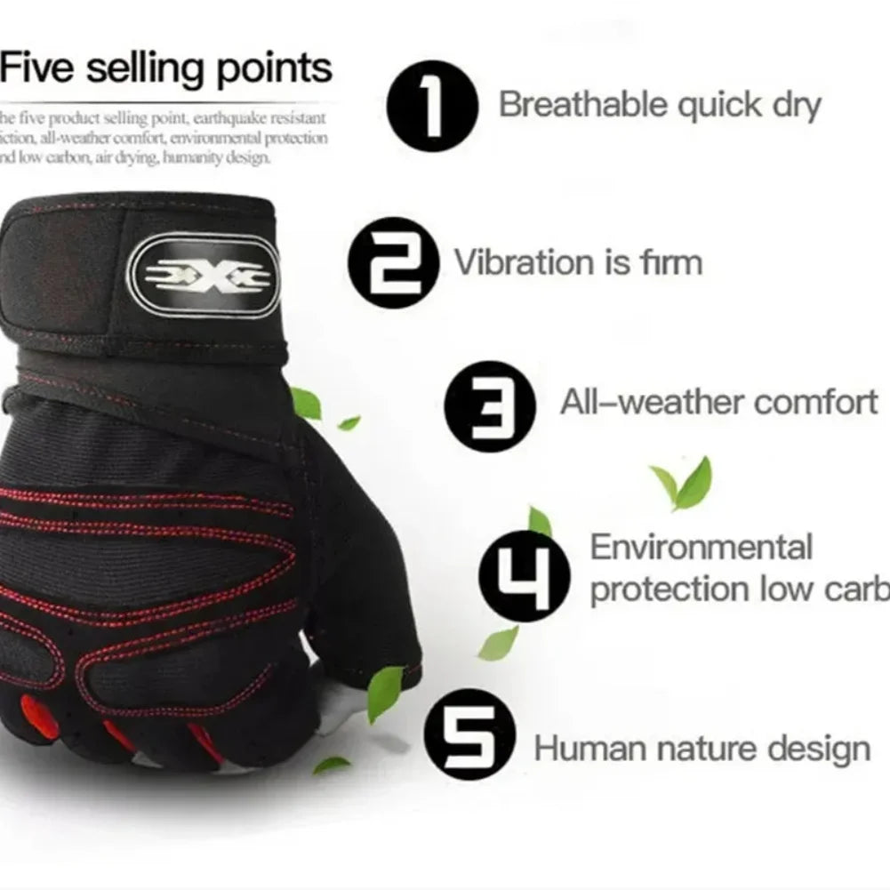 Outdoor Sport Gloves for Men Women Wrist Guard Fitness Gym Cycling Hiking Boxing Exercise Training Workout Long Wrist Fingerless