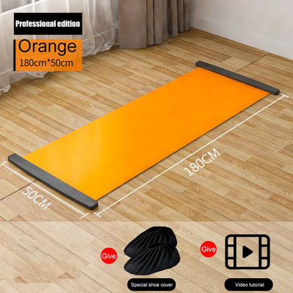 180/200CM Yoga Sliding Mat Sport Fitness Glide Pilates Skating Training Board Mat for Ice Hockey Roller Skating Leg Exercise