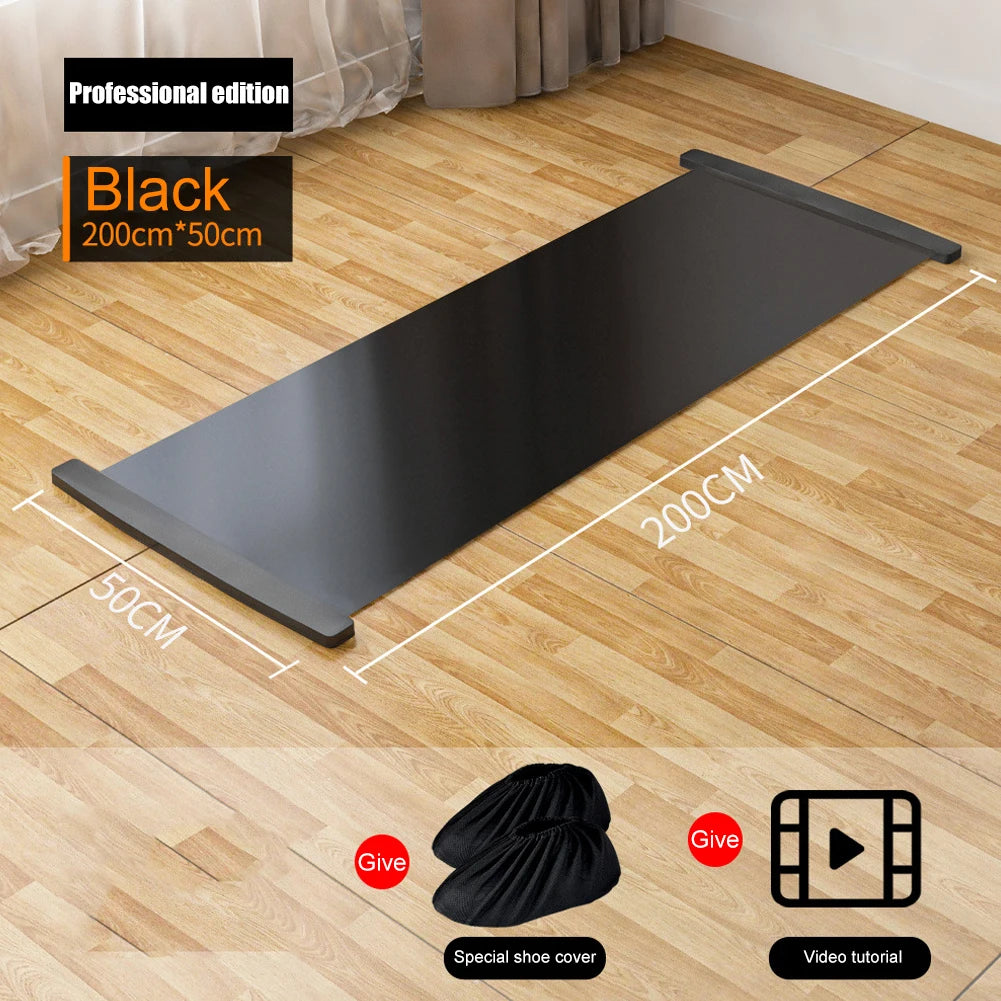180/200CM Yoga Sliding Mat Sport Fitness Glide Pilates Skating Training Board Mat for Ice Hockey Roller Skating Leg Exercise