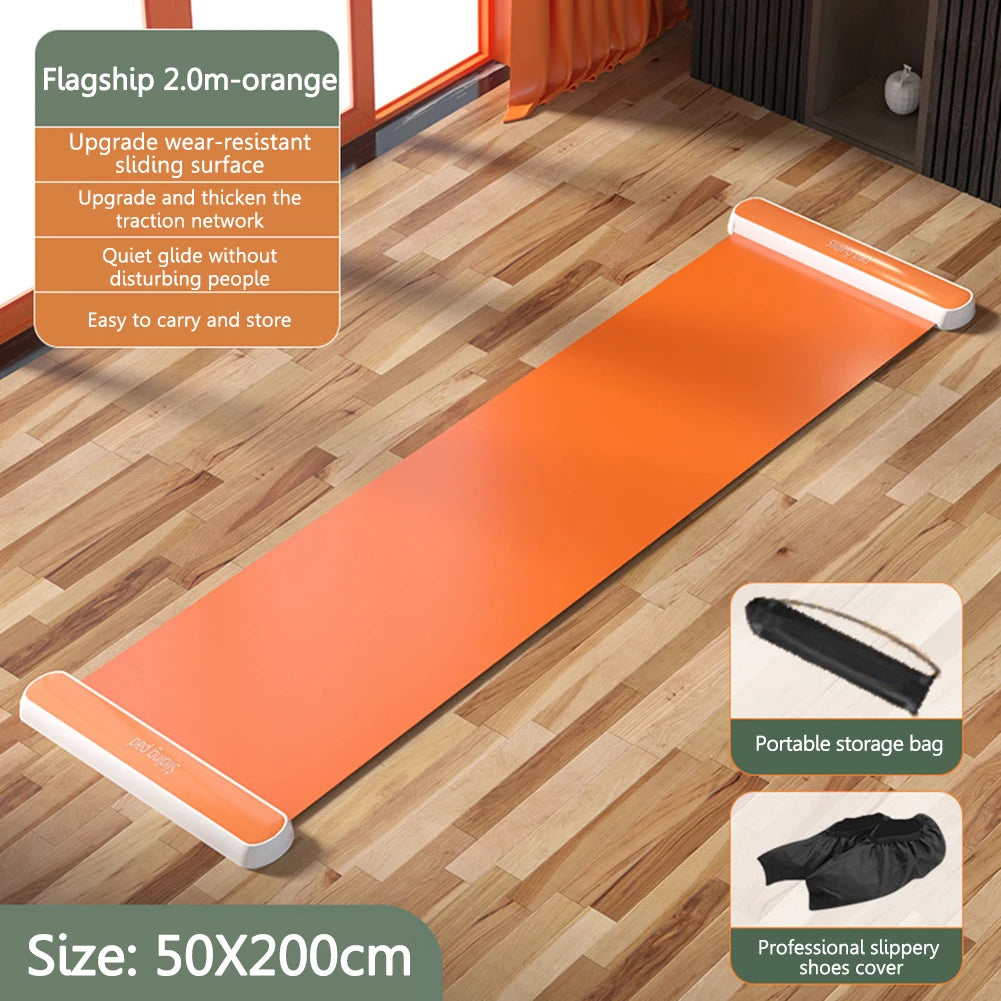 180/200CM Yoga Sliding Mat Sport Fitness Glide Pilates Skating Training Board Mat for Ice Hockey Roller Skating Leg Exercise