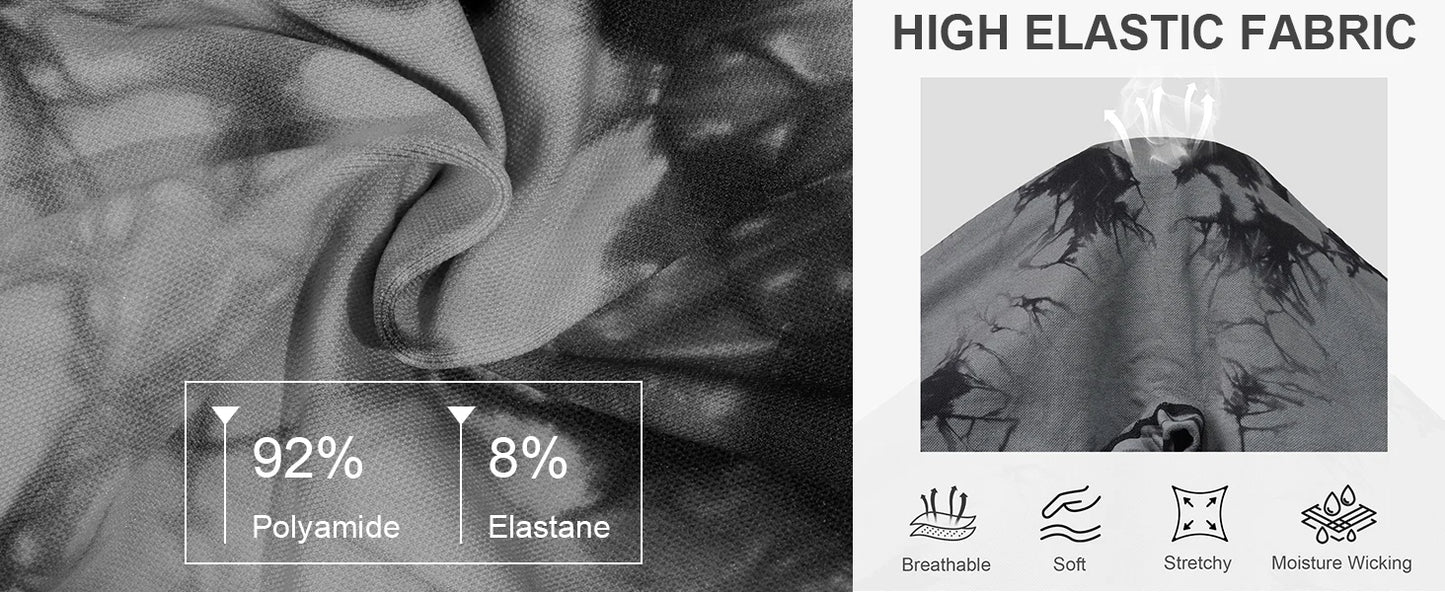 2pcs Women's High-Waist Tie-Dye Yoga Shorts - Seamless, Booty Lifting, Stretchy Nylon & Spandex Blend, Red & Grey