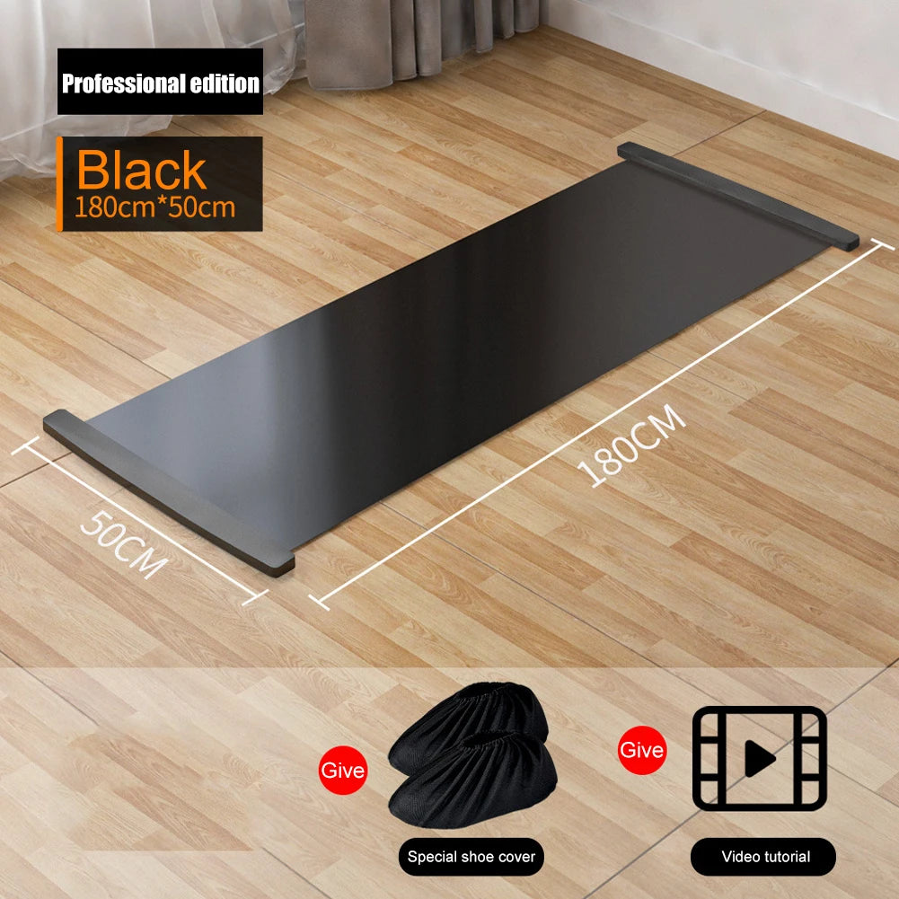 180/200CM Yoga Sliding Mat Sport Fitness Glide Pilates Skating Training Board Mat for Ice Hockey Roller Skating Leg Exercise