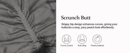 2pcs Women's High-Waist Tie-Dye Yoga Shorts - Seamless, Booty Lifting, Stretchy Nylon & Spandex Blend, Red & Grey