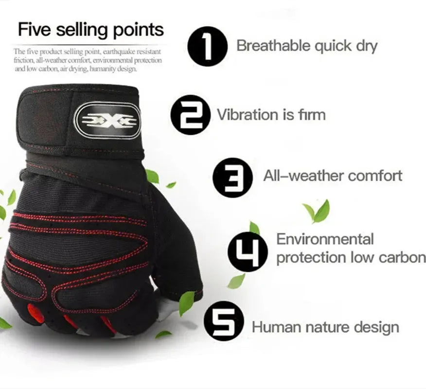Outdoor Sport Gloves for Men Women Wrist Guard Fitness Gym Cycling Hiking Boxing Exercise Training Workout Long Wrist Fingerless