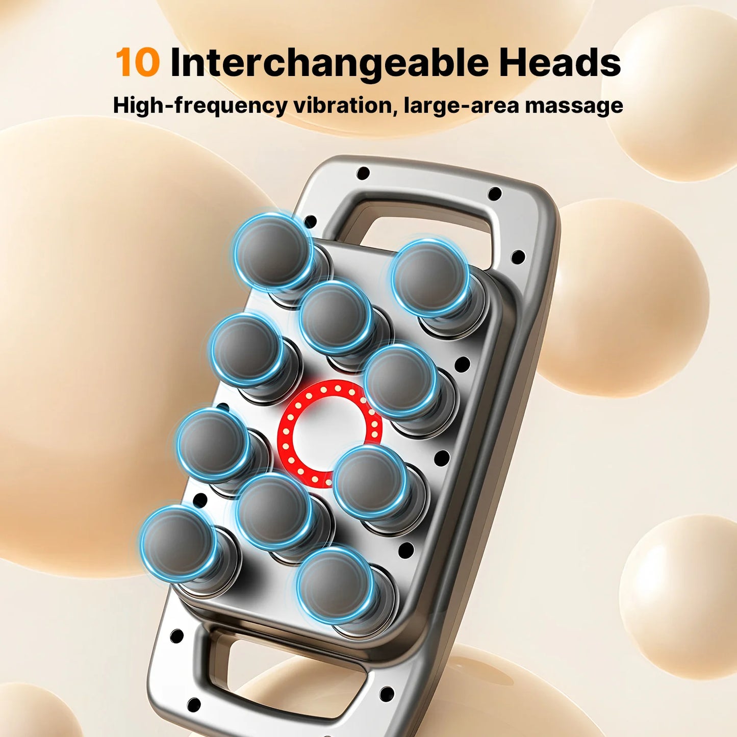 1pc Ten Head Percussion Massage Gun: USB Rechargeable, Deep Tissue Muscle Relaxation, 9 Intensity Levels, Silent