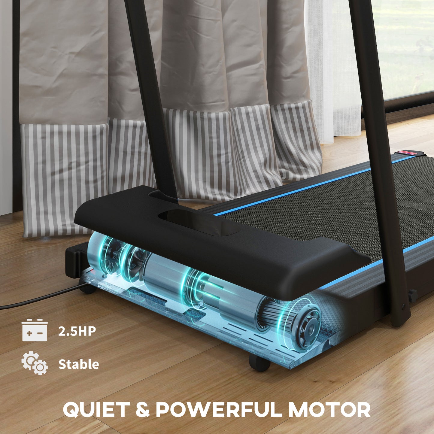SPORTNOW 2.5HP Walking Pad, 1-6km/h Folding Treadmill With Remote Control And LED Display For Home Gym Office, Blue