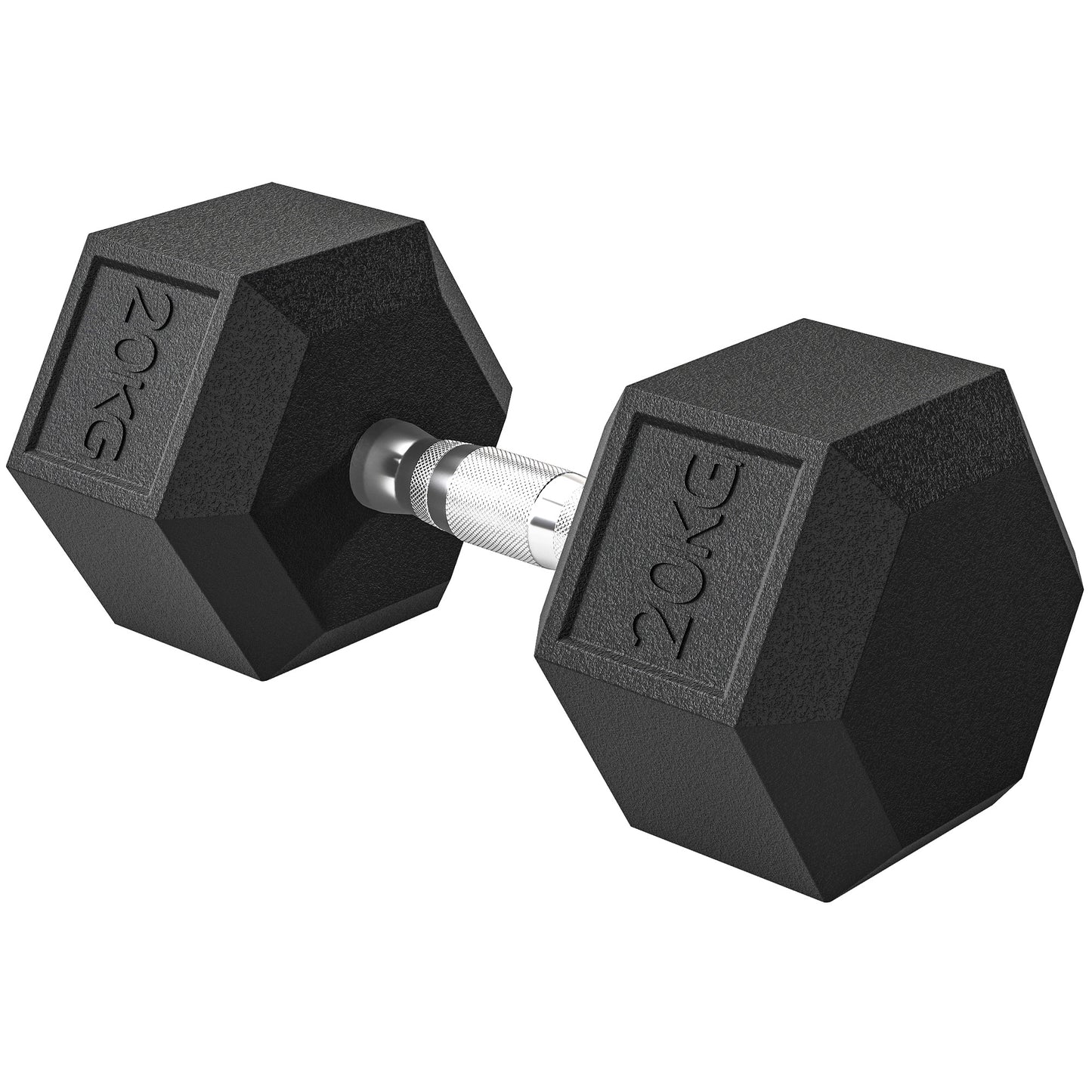 20KG Single Rubber Hex Dumbbell Portable Hand Weights Dumbbell Home Gym
