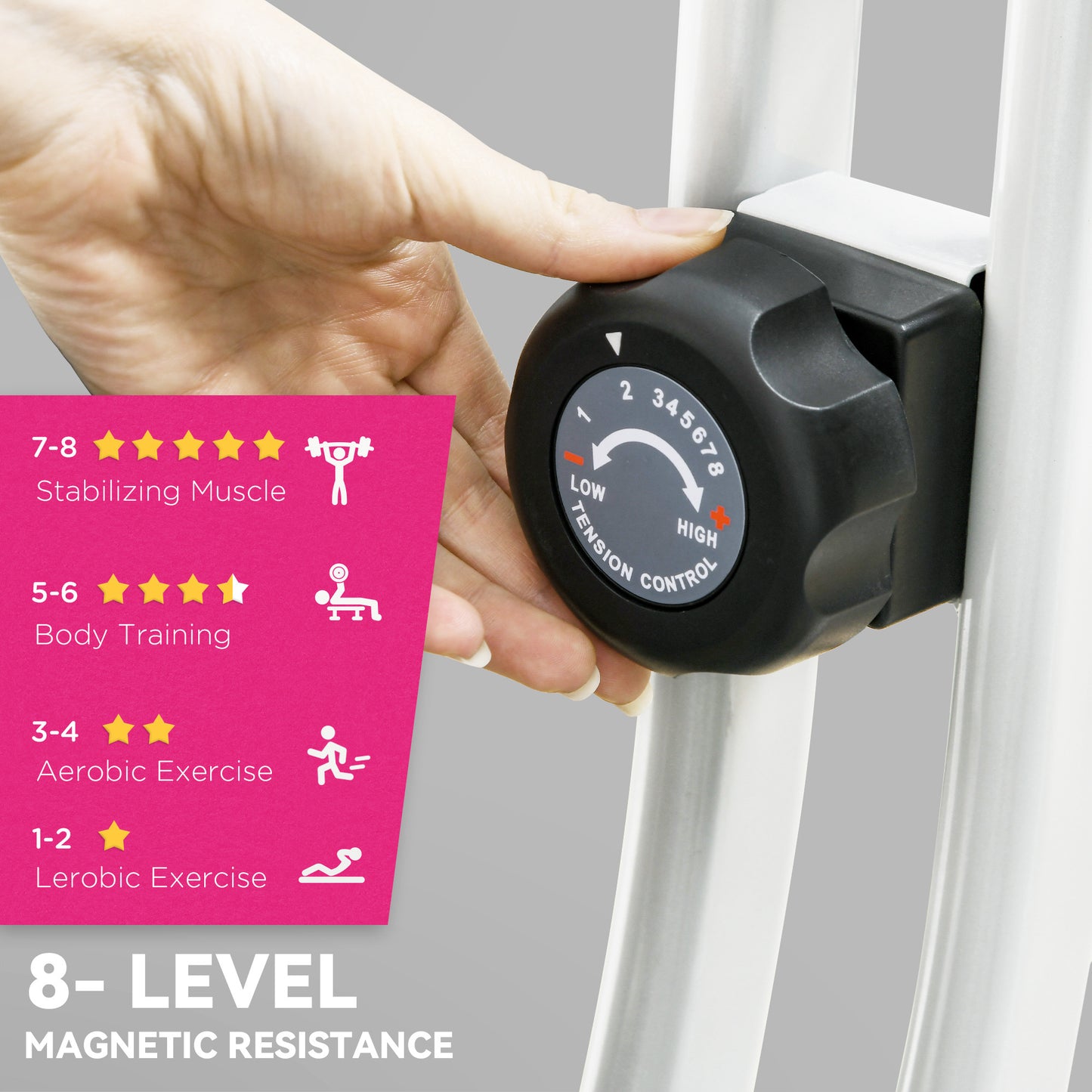 SPORTNOW Folding And Quiet Exercise Bike With 8-Level Magnetic Resistance And Heart Rate Sensor, For Home Gym, Pink And White