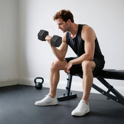 20KG Single Rubber Hex Dumbbell Portable Hand Weights Dumbbell Home Gym