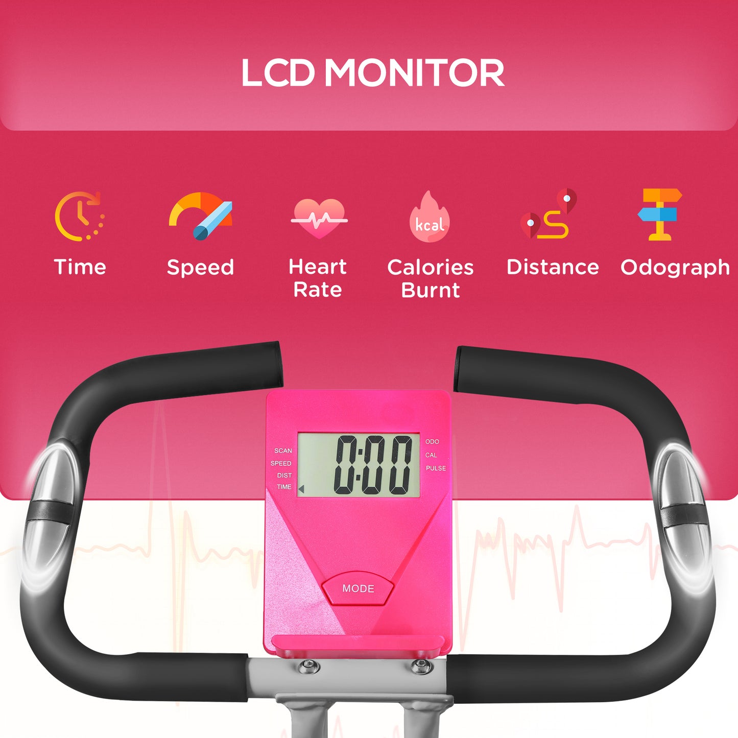 SPORTNOW Folding And Quiet Exercise Bike With 8-Level Magnetic Resistance And Heart Rate Sensor, For Home Gym, Pink And White