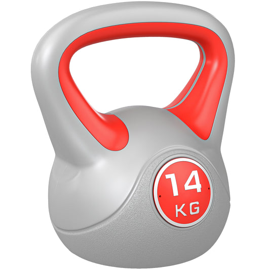 SPORTNOW Kettlebell, 14kg Kettle Bells With Handle For Home Gym Weight Lifting And Strength Training, Red And Grey