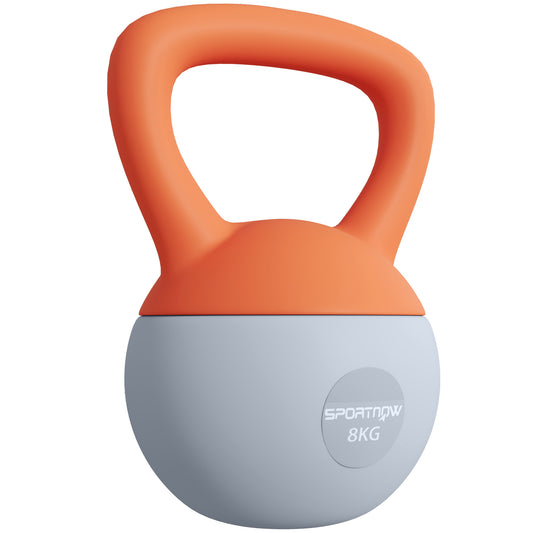 SPORTNOW 8KG Soft Kettlebell, Kettlebell With Non-Slip Handle For Home Gym, Weight Lifting, Strength Training, Orange/Grey
